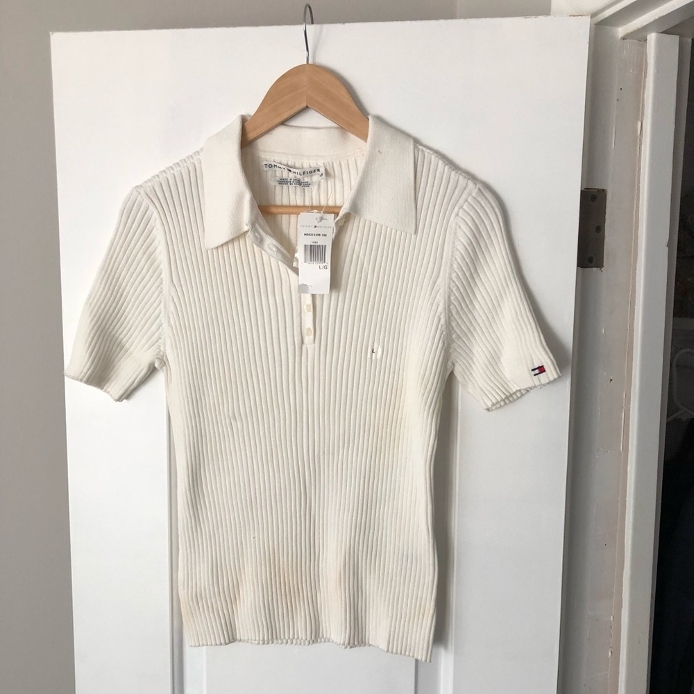 Tommy Hilfiger short sleeved white sweater